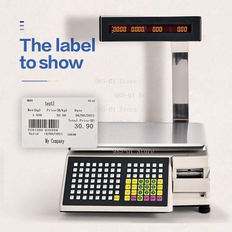 접착 라벨 인쇄 기능이 있는 전자 저울, 계산대용 무게 - Commercial Label Printing Machine 리뷰 및 가격