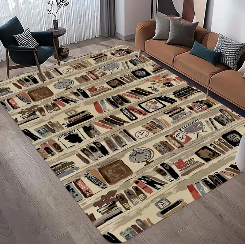 빈티지 책 프린트 러그, 레트로 도서관 패턴 카펫, 다 - Commercial Printing Books 리뷰 및 가격